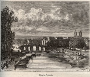 Vitry-le-Francois (Vitry le Francois) departament Marne - grawer w „La France illustree: geografia, historia, administracja statystyczna” autorstwa V.A. Słodowo-Brązowy. 1884 autorstwa French School