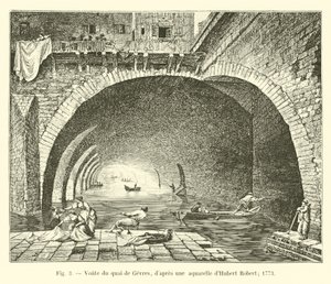 Sklepienie Quai de Gesvres, według akwareli Huberta Roberta; 1773 autorstwa French School