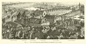 Widok z lotu ptaka na Grand Chatelet i Quartier, 1550-1696 autorstwa French School