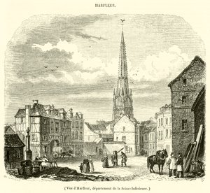 Widok Harfleur, departament Seine-Inferieure (rycina) autorstwa French School