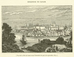 Widok miasta Casan przed pożarem we wrześniu 1842 r. (rycina) autorstwa French School