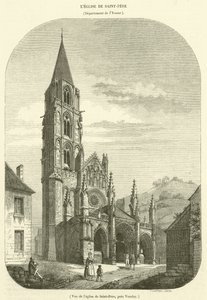 Widok kościoła Saint-Pere koło Vezelay (rycina) autorstwa French School