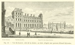 Widok na Luwr, Cote de la Riviere, w 1650, według ryciny Israela Sylvestre autorstwa French School