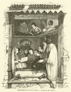 Widok szkoły mauretańskiej w Algierze (rycina) autorstwa French School