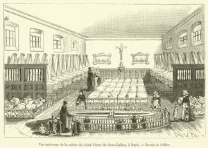 Widok wnętrza żłobka Saint-Pierre du Gros-Caillou w Paryżu (rycina) autorstwa French School