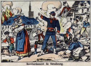 Wojna 1870 między Francją a Prusami: Oblężenie i bombardowanie Strasburga autorstwa French School