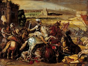 Wojna religijna: „” Henryk IV w bitwie pod Arques (21 września autorstwa French School