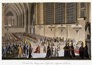 Ceremonia ślubna (Napoleon i Maria Ludwika Habsburżanka) w kościele Augustynów w Wiedniu, 2 kwietnia autorstwa French School