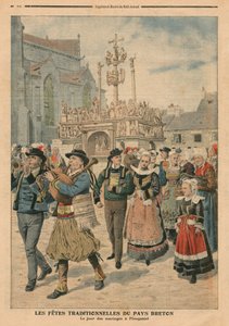Dzień ślubu w Plougastel, Bretania, ilustracja z Le Petit Journal, dodatek illustre, 27 stycznia 1907 autorstwa French School