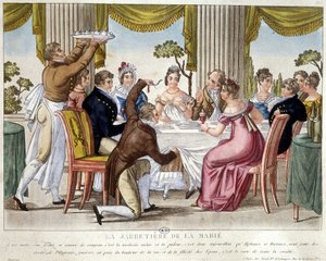 Posiłek weselny, rytuał podwiązki - ok. godz. 1812. autorstwa French School