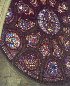 West Rose Window, fragment Sądu Ostatecznego, ok. 1225 (witraż) autorstwa French School