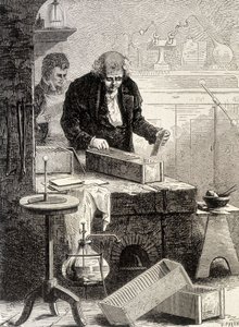 William Cruickshank zbudował stos koryt - w „Albumie nauki”; wybitni uczeni; Wielkie odkrycia”” 1896. autorstwa French School