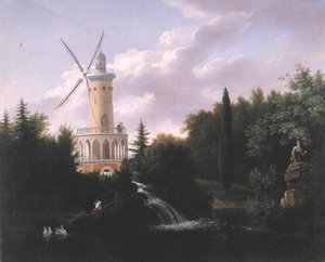 Wiatrak w Folie-Beaujon w Paryżu, ok. 1830 r. autorstwa French School
