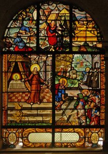 Okno Charnier-10 przedstawiające Mannę z Nieba; Chrystus i Hostia autorstwa French School