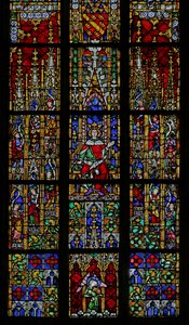 Okno przedstawiające króla Salomona na tronie (witraż) autorstwa French School