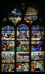 Okno przedstawiające Ostatnią Wieczerzę i procesję Najświętszego Sakramentu, 1530 autorstwa French School