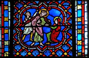 Okno s2-L przedstawiające Via Crucis autorstwa French School