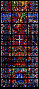 Okno w106 przedstawiające katedrę kościelną w Noyon autorstwa French School