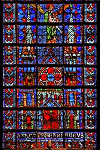 Okno w107 przedstawiające katedrę kościelną w Therouanne autorstwa French School