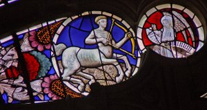 Okno w114 przedstawiające znak zodiaku Strzelec autorstwa French School