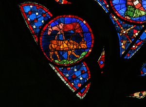 Okno w115 przedstawiające stworzenie zwierząt autorstwa French School