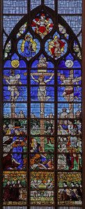 Okno w11 przedstawiające Ukrzyżowanie autorstwa French School