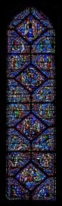 Okno w2 przedstawiające okno typologiczne: Narodziny Chrystusa autorstwa French School