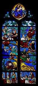 Okno w4 przedstawiające Drzewo Jessego; darczyńcy autorstwa French School