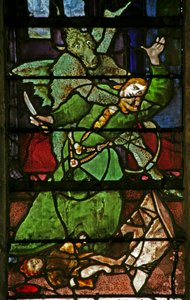 Okno w9 przedstawiające atakującego demona autorstwa French School