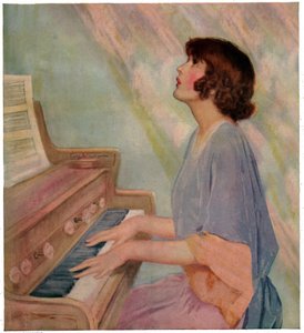 Kobieta gra na organach autorstwa French School