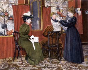 Kobieta stylizująca damę w kapeluszu w Maison Nouvelle autorstwa French School