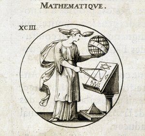 Kobieta z komppasami i kulą ziemską, personifikacja matematyki autorstwa French School