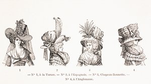 Style kapeluszy damskich z XVIII wieku, 1875 r autorstwa French School
