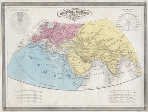Świat znany ze starożytnych - Tablica wydobyta z „Uniwersalnego Atlasu Geografii Starożytnej i Współczesnej dla Użytkowania Szkół Mieszkalnych” autorstwa Vuillemina - ca. 1845 autorstwa French School
