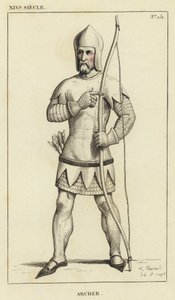 XIV Siecle, Archer (kolorowy grawerunek) autorstwa French School