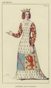 XIV wiek, Beatrix, Pani Burbonów (kolorowa rycina) autorstwa French School
