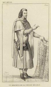 XIV wiek, Pan na dworze króla Jana (rycina) autorstwa French School