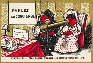 Promienie rentgenowskie - nie trzeba już otwierać listów, aby je przeczytać (chromolitho) autorstwa French School
