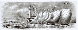 Jachty okrążające latarnię Joliette podczas regat 1864 w Marsylii, z Le Monde Illustre, 17 września 1864 autorstwa French School
