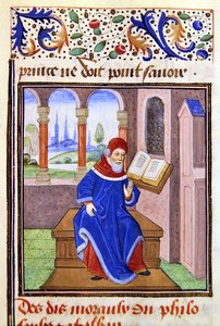 Zaqaquin, z Histoire des Philosophes, koniec XV w. (welum) autorstwa French School