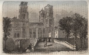 Cathedrale Notre-Dame (Notre Dame) de Laon (1150-1180), Aisne - grawerowanie w „”Historii Francji”” Victora Duruy (1811-1894) - 1882 autorstwa French School