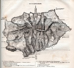 mapa wyspy Świętej Heleny, grawer autorstwa French School
