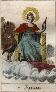 reprezentacja boskiej Junony, królowej bogów i nieba, jest siostrą i żoną Jowisza (Reprezentacja Junony, królowej bogów, żony i siostry Jowisza). Z „Mitologii młodości” Pierre