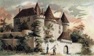widok na zamek Fenelon w Dordogne. autorstwa French School