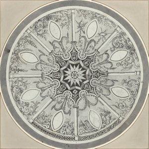 Projekt inkrustowanego okrągłego blatu z alternatywami autorstwa French or Italian 18th Century