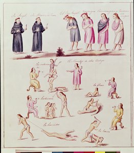 Rdzenni Indianie na drodze do nawrócenia przez hiszpańskich zakonników autorstwa Friar Pablo (after) Beaumont