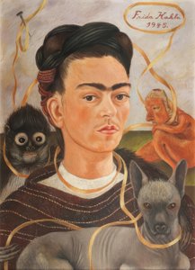 Autorretrato z changuito autorstwa Frida Kahlo