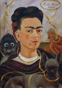 Autoportret z Changuito autorstwa Frida Kahlo