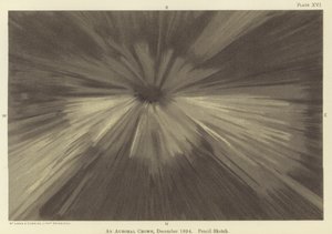 Korona zorzy polarnej, grudzień 1894, szkic ołówkiem (kolor lito)