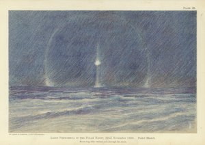 Zjawiska świetlne w nocy polarnej, 22 listopada 1893, szkic pastelowy (kolor lito) autorstwa Fridtjof Nansen